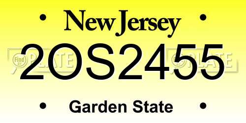 2OS2455 New Jersey License Plate