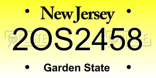 2OS2458 New Jersey License Plate