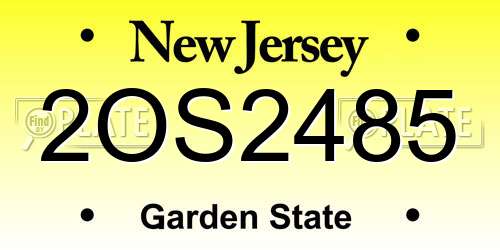 2OS2485 New Jersey License Plate