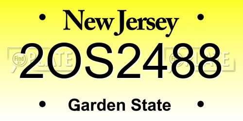 2OS2488 New Jersey License Plate