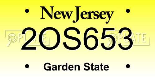 2OS653 New Jersey License Plate