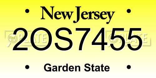 2OS7455 New Jersey License Plate