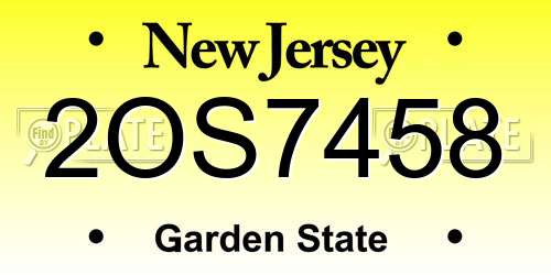 2OS7458 New Jersey License Plate