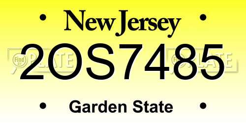 2OS7485 New Jersey License Plate