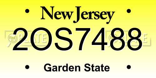 2OS7488 New Jersey License Plate