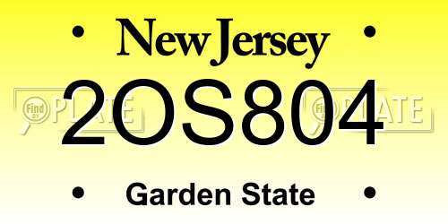 2OS804 New Jersey License Plate