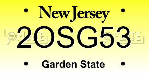 2OSG53 New Jersey License Plate