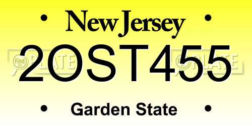2OST455 New Jersey License Plate