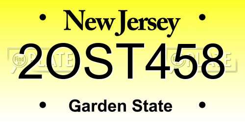 2OST458 New Jersey License Plate