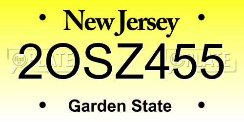 2OSZ455 New Jersey License Plate