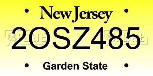 2OSZ485 New Jersey License Plate
