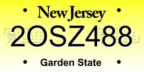 2OSZ488 New Jersey License Plate