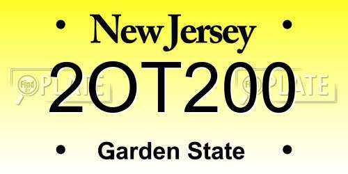 2OT200 New Jersey License Plate