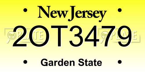 2OT3479 New Jersey License Plate