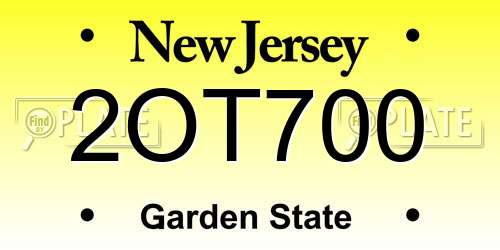 2OT700 New Jersey License Plate