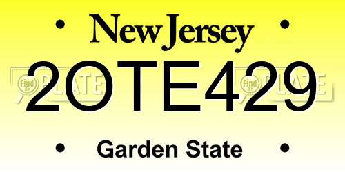 2OTE429 New Jersey License Plate