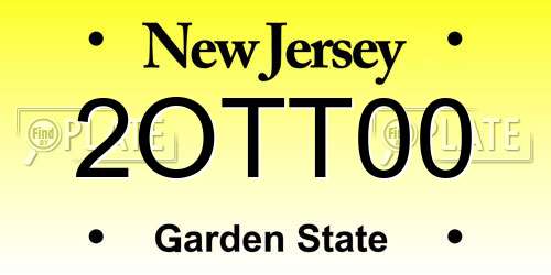 2OTT00 New Jersey License Plate