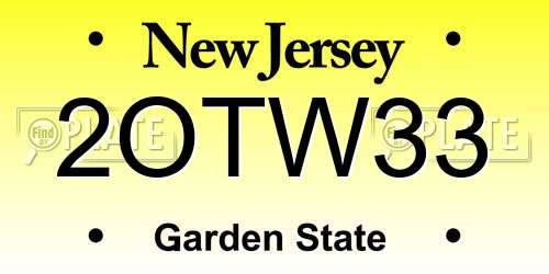 2OTW33 New Jersey License Plate