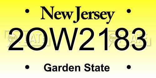 2OW2183 New Jersey License Plate