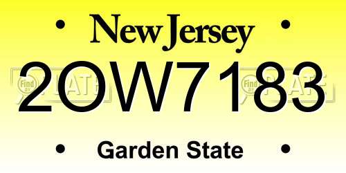2OW7183 New Jersey License Plate