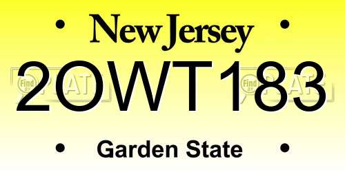 2OWT183 New Jersey License Plate