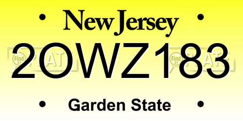2OWZ183 New Jersey License Plate