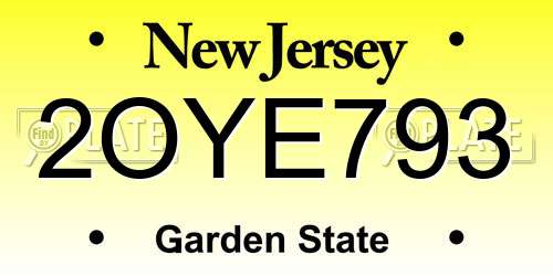 2OYE793 New Jersey License Plate
