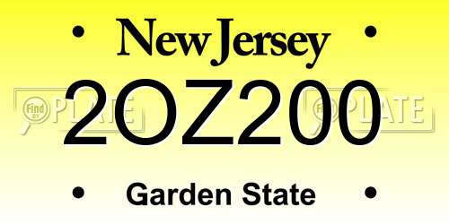 2OZ200 New Jersey License Plate