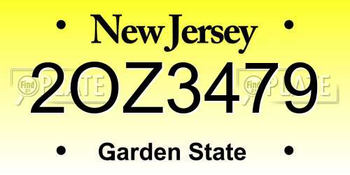 2OZ3479 New Jersey License Plate