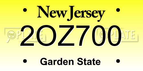 2OZ700 New Jersey License Plate