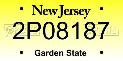 2P08187 New Jersey License Plate