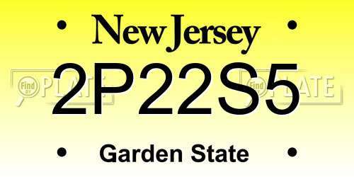 2P22S5 New Jersey License Plate