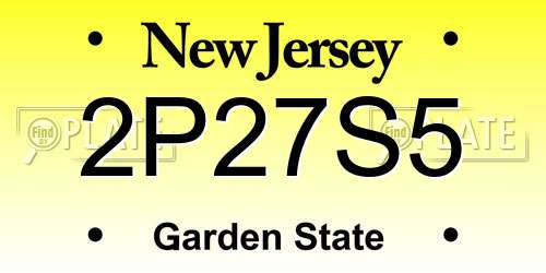 2P27S5 New Jersey License Plate