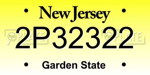 2P32322 New Jersey License Plate