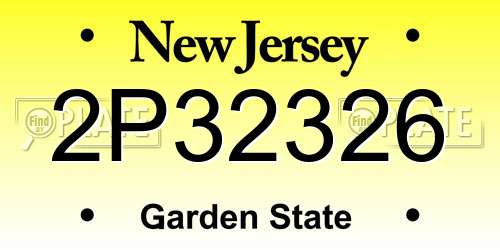 2P32326 New Jersey License Plate
