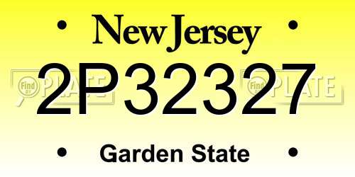 2P32327 New Jersey License Plate