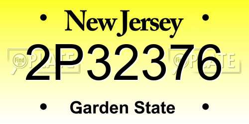 2P32376 New Jersey License Plate