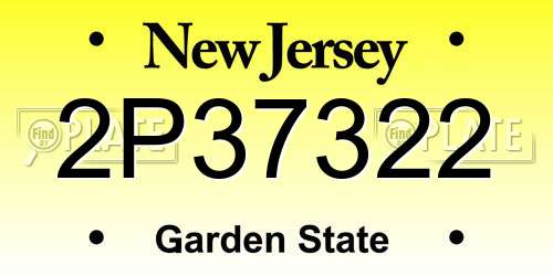 2P37322 New Jersey License Plate