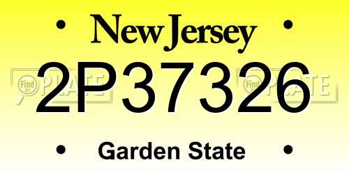 2P37326 New Jersey License Plate