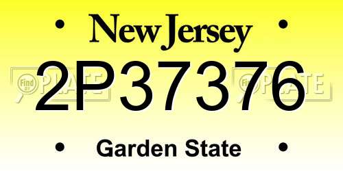 2P37376 New Jersey License Plate