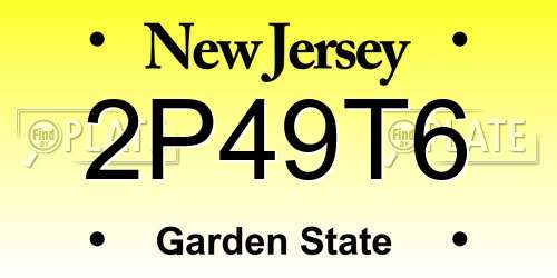 2P49T6 New Jersey License Plate