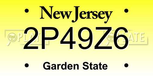 2P49Z6 New Jersey License Plate