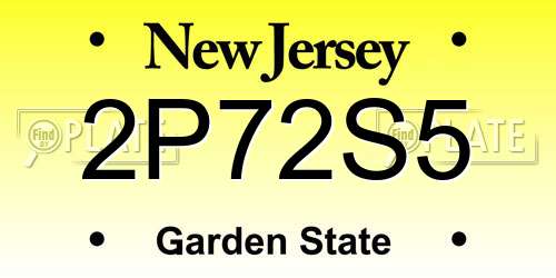 2P72S5 New Jersey License Plate