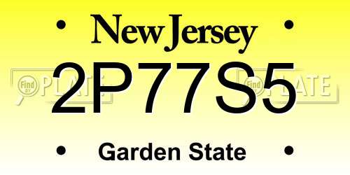 2P77S5 New Jersey License Plate