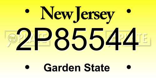 2P85544 New Jersey License Plate