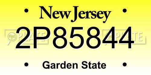 2P85844 New Jersey License Plate