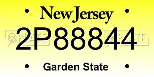 2P88844 New Jersey License Plate