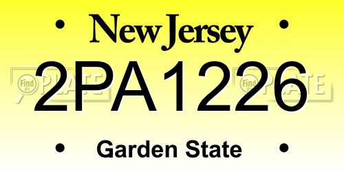 2PA1226 New Jersey License Plate