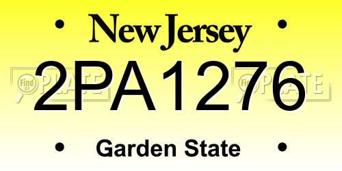 2PA1276 New Jersey License Plate