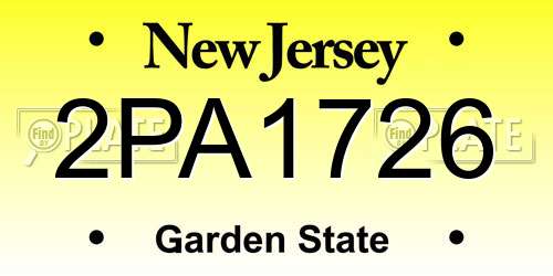 2PA1726 New Jersey License Plate